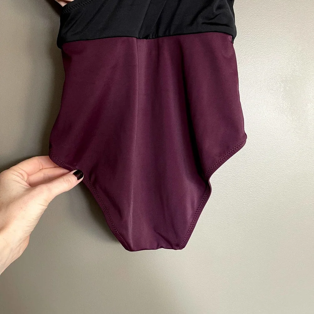 Solid and Striped The‎ Ballerina Color-Block Swimsuit Black Nude Bordeaux Combo
